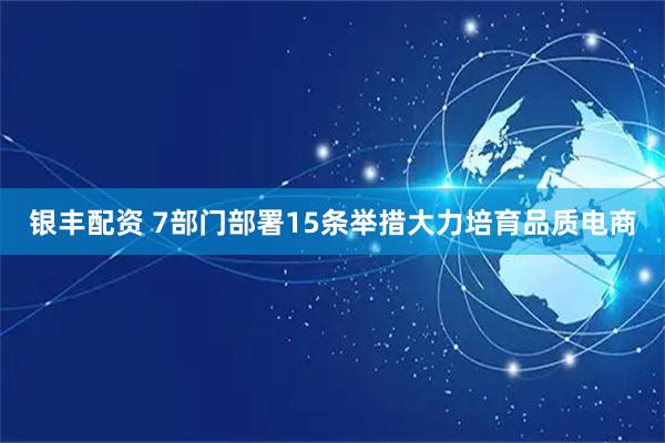 银丰配资 7部门部署15条举措大力培育品质电商